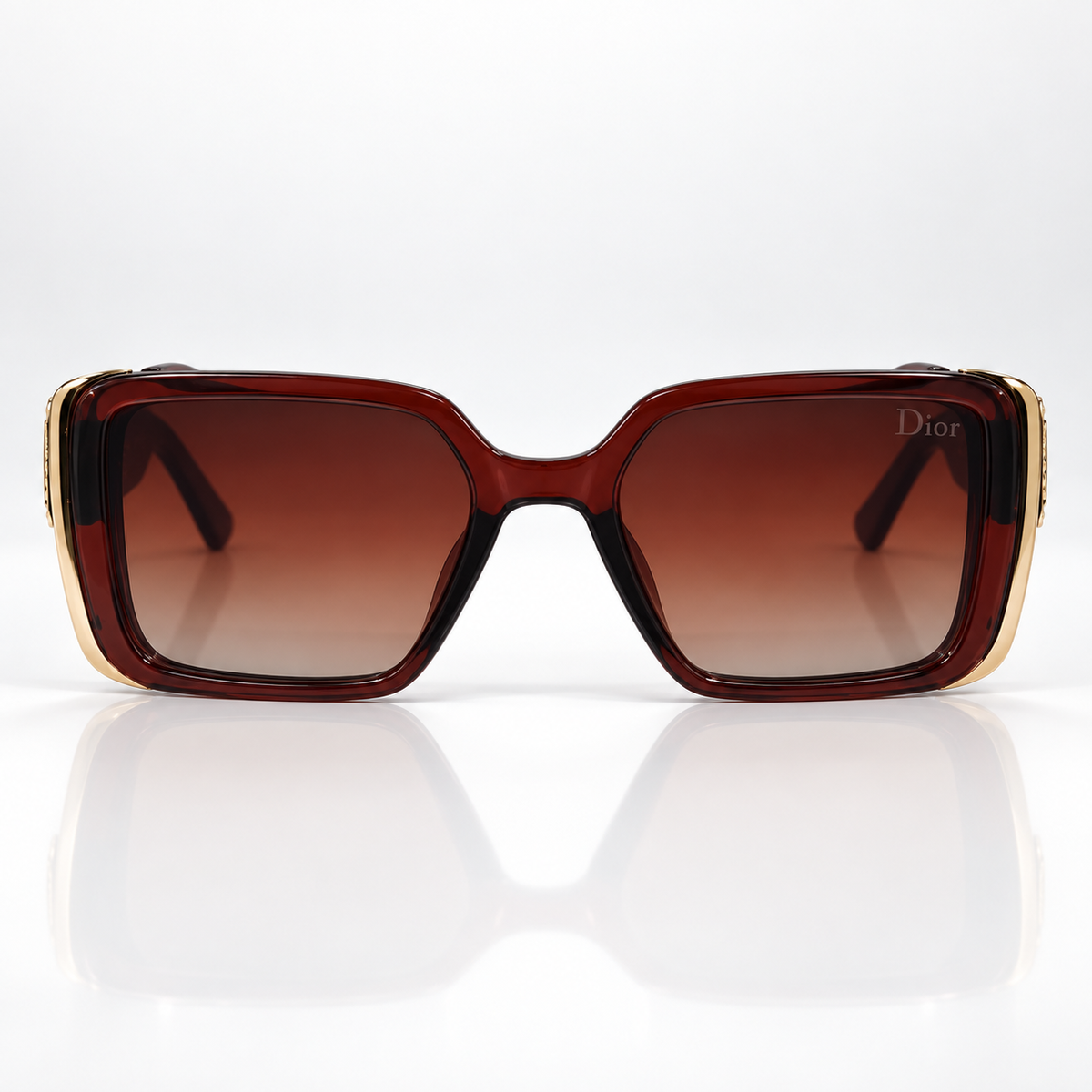 Veya — Burgundy Gradient Square Sunglasses