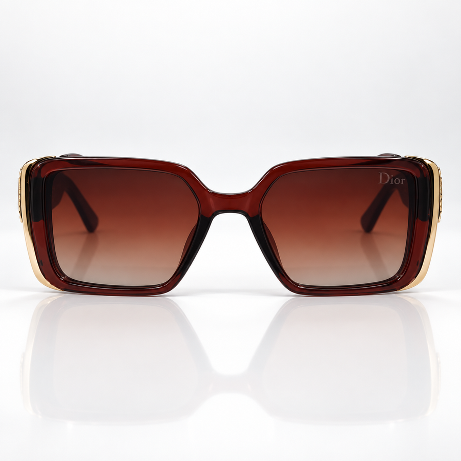 Veya — Burgundy Gradient Square Sunglasses