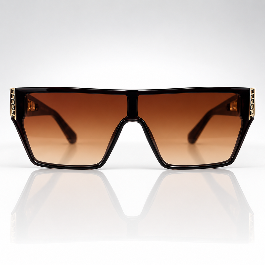 Rhea — Brown Gradient Shield Sunglasses