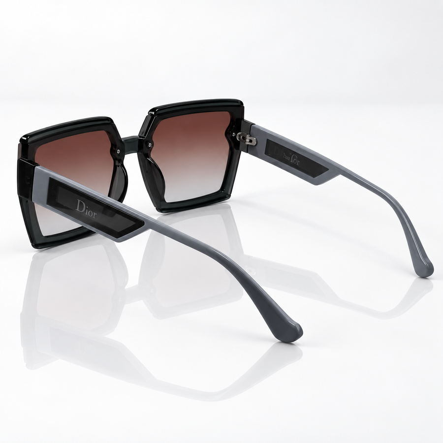 Ziva — Brown Gradient Geometric Sunglasses