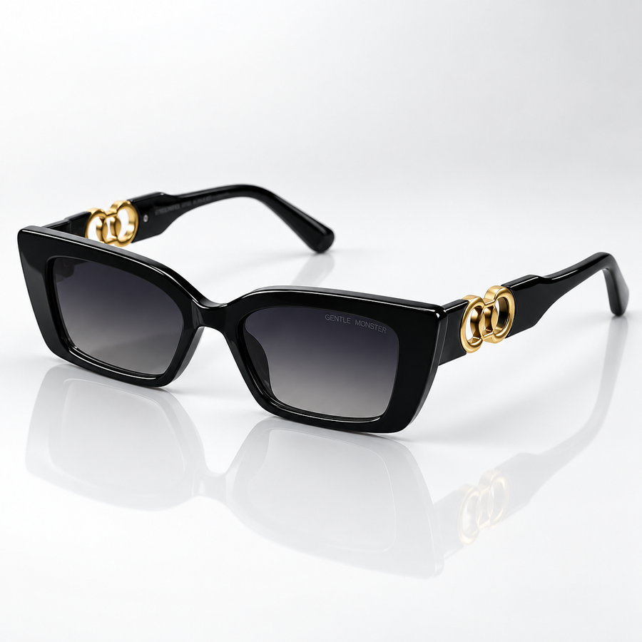 Mira — Black Gradient Rectangle Sunglasses