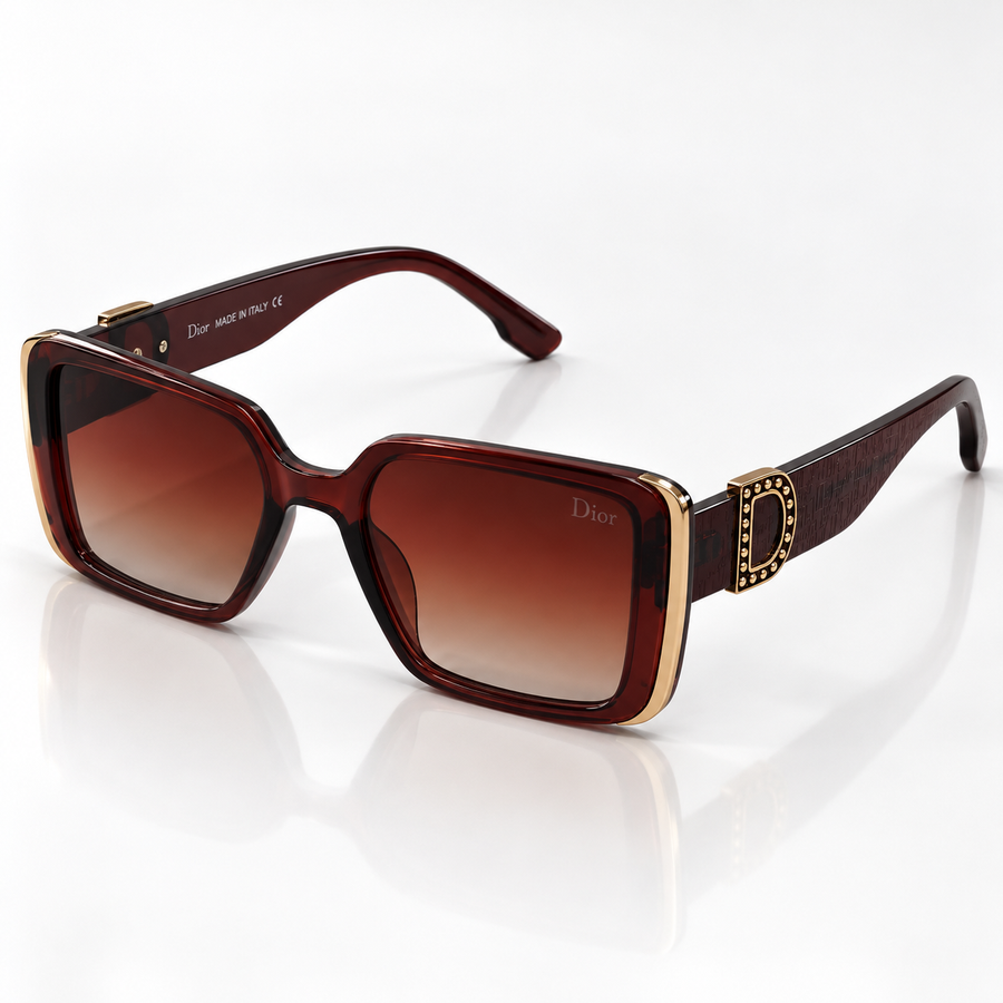 Veya — Burgundy Gradient Square Sunglasses