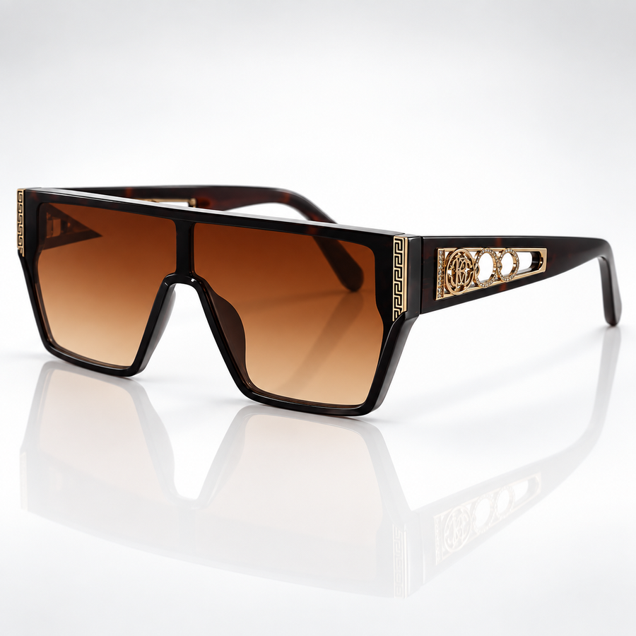 Rhea — Brown Gradient Shield Sunglasses