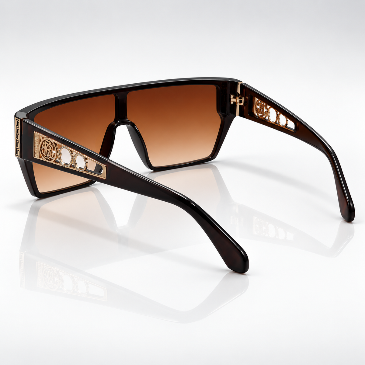 Rhea — Brown Gradient Shield Sunglasses